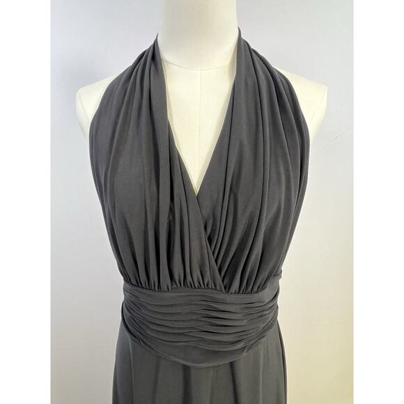 VTG Evan Picone Black Sleeveless V Neck Halter Empire Midi Dress 10 Cocktail - Picture 6 of 10